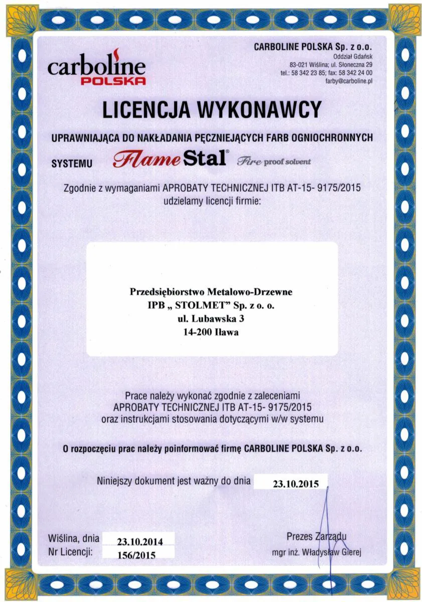 Licencja wykonawcy